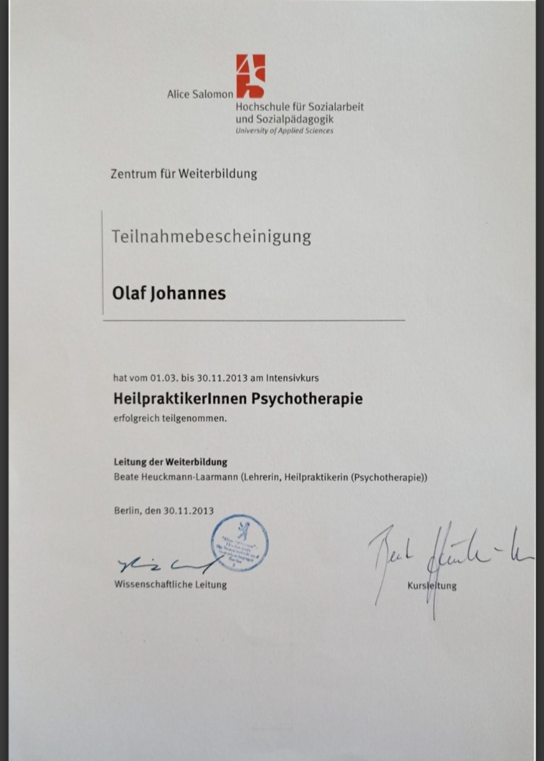 Heilpraktiker für Psychotherapie